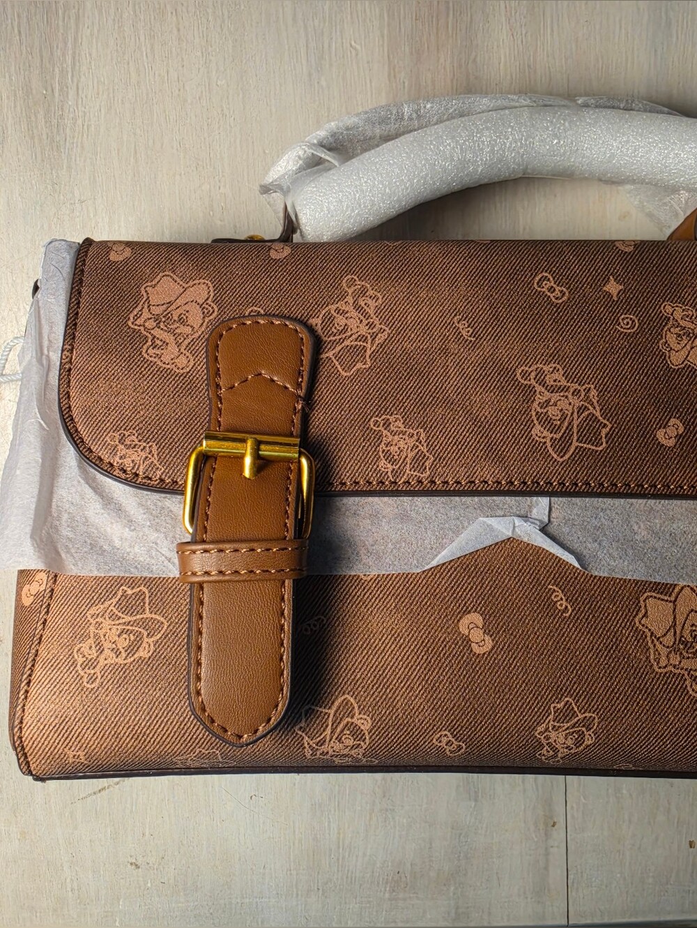 Brown Shoulder Bag with Buckle Details